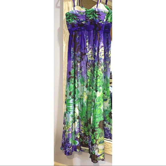 Aidan Mattox Watercolor Formal Silk Gown - Picture 2 of 3